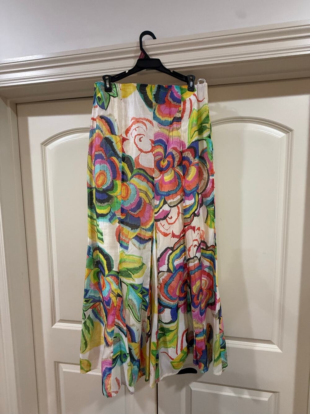 NWT Ciebón Antonia Abstract Maxi Skirt Womens Medium Cream Multi Watercolor Boho